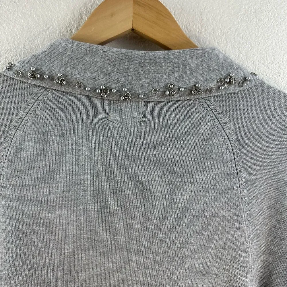 Ruby Rd. gray cardigan with silver need trim size S - Picture 4 of 11